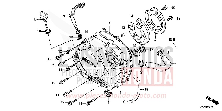 PANNEAU CARTER-MOTEUR D. de CBR125R NITRIC ORANGE (YR271) 2012
