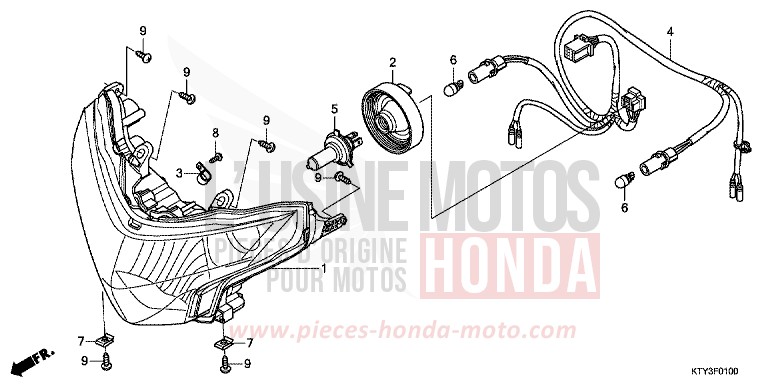 PROJECTEUR de CBR125R NITRIC ORANGE (YR271) 2012