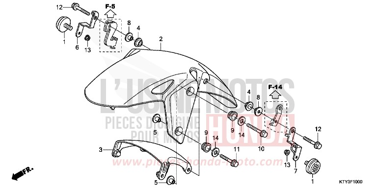 AILE AVANT de CBR125R NITRIC ORANGE (YR271) 2012