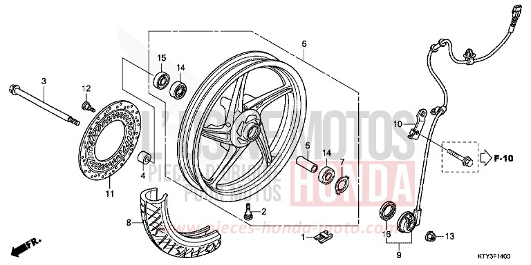 ROUE AVANT de CBR125R NITRIC ORANGE (YR271) 2012