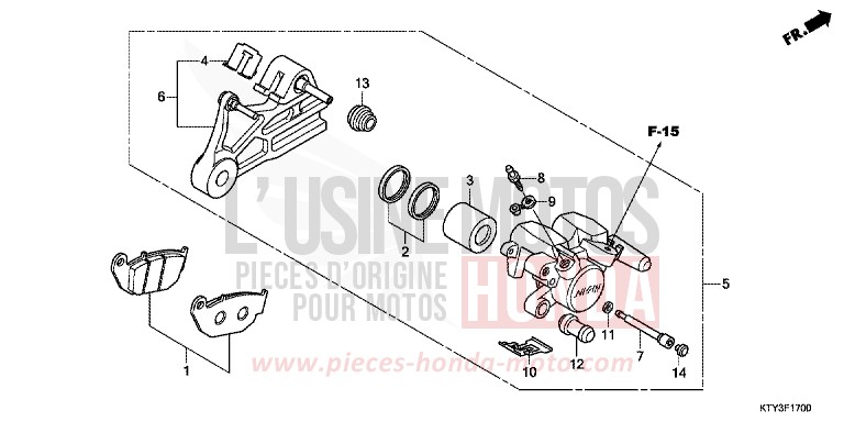 ETRIER DE FREIN ARRIERE de CBR125R NITRIC ORANGE (YR271) 2012