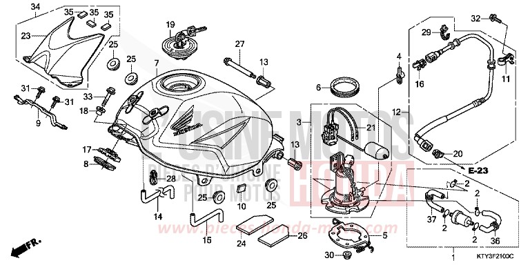 RESERVOIR A CARBURANT de CBR125R NITRIC ORANGE (YR271) 2012