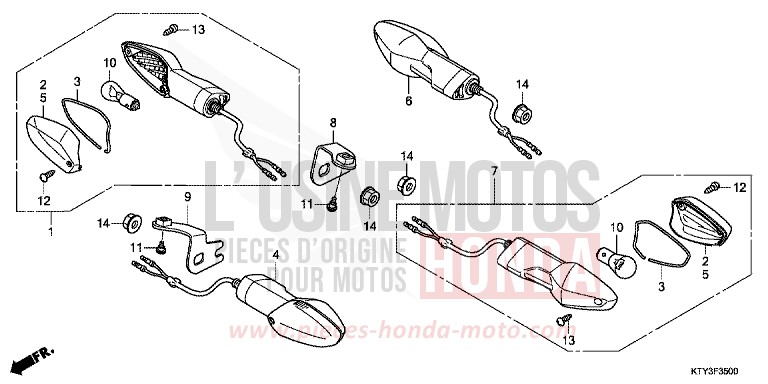 CLIGNOTANT de CBR125R NITRIC ORANGE (YR271) 2012