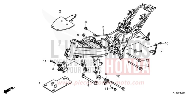 CARROSSERIE DE CHASSIS de CBR125R NITRIC ORANGE (YR271) 2012