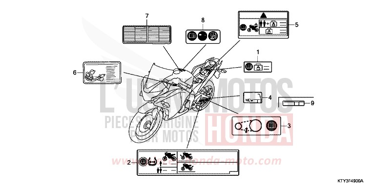 ETIQUETTE DE PRECAUTIONS (SAUF KO, 2KO) de CBR125R NITRIC ORANGE (YR271) 2012