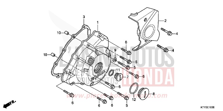 PANNEAU CARTER-MOTEUR G. de CBR125R ROSS WHITE (NH196) de 2012