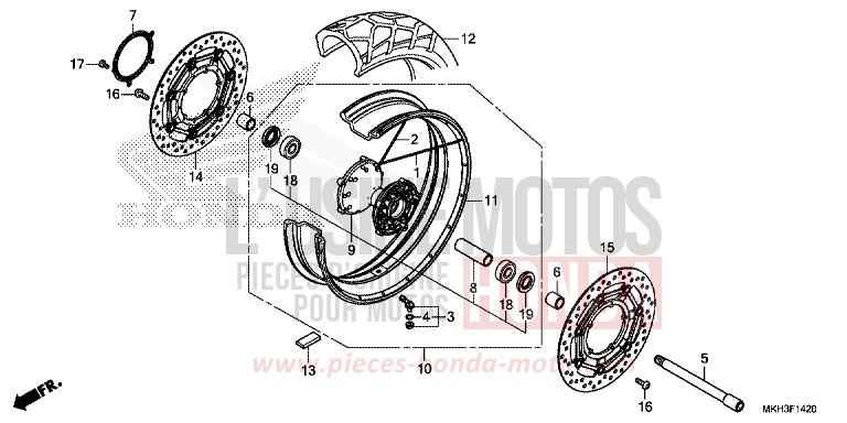 ROUE AVANT de X-ADV GRAND PRIX RED (R380) de 2019