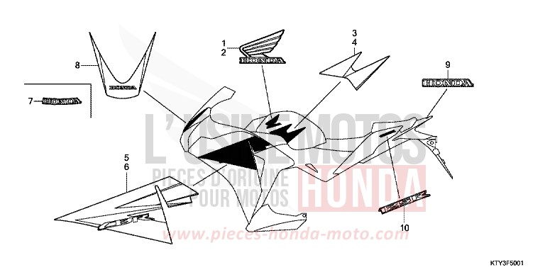 MARQUE/RAYURE (2) de CBR125R ROSS WHITE (NH196) de 2012