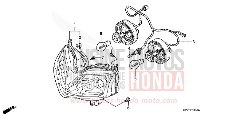 PROJECTEUR (CBR125R/RS/RW5/RW6/RW8) de CBR125R NOIR (NH1) 2005