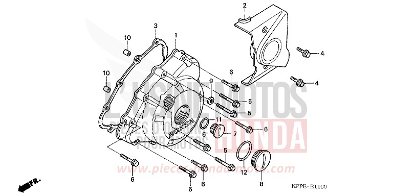 PANNEAU CARTER-MOTEUR G. de CBR125R MILLENNIUM RED (R263) de 2005