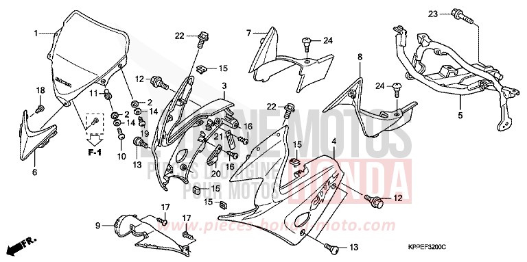 PANNEAU SUPERIEUR (CBR125R/RS/RW5/RW6/RW8) de CBR125R MILLENNIUM RED (R263) de 2005