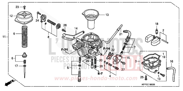 CARBURATEUR de CBR125R NOIR (NH1) de 2006