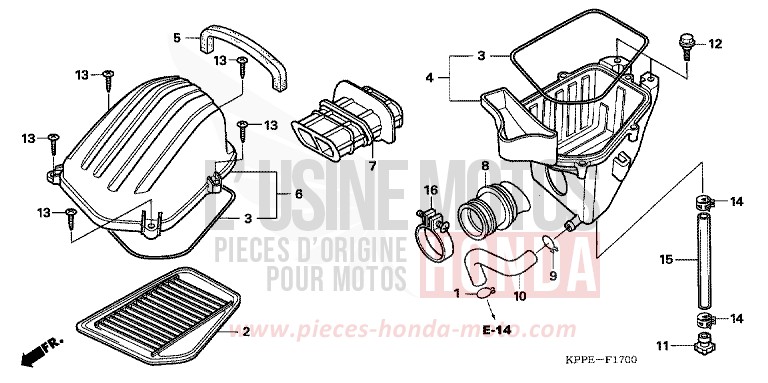 FILTRE A AIR (CBR125R/RS/RW5/RW6/RW8) de CBR125R CANDY ENERGY ORANGE (YR249) 2006