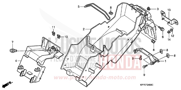 GARDE-BOUE ARRIERE de CBR125R CANDY ENERGY ORANGE (YR249) de 2006