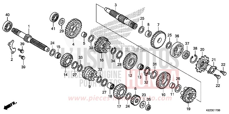 BOITE DE VITESSES de CRF250L EXTREME RED (R292) de 2013