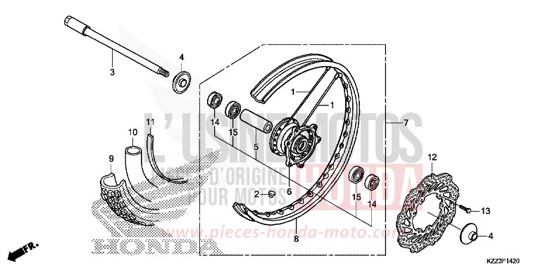 ROUE AVANT (CRF250L) de CRF250L EXTREME RED (R292) 2013