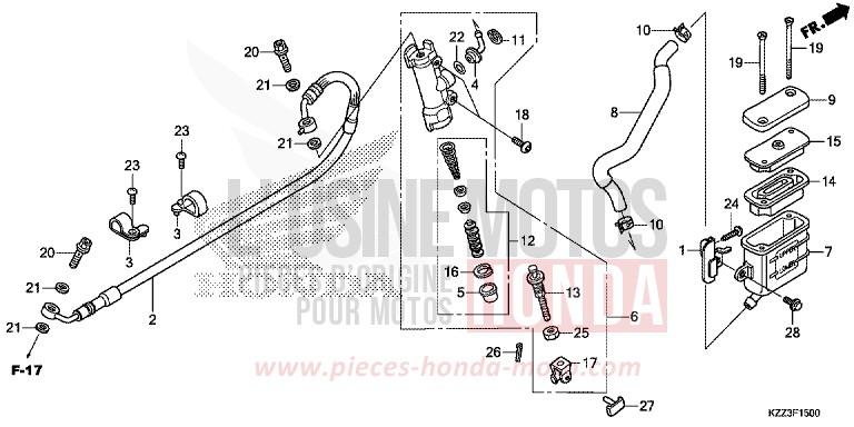 MAÎTRE-CYLINDRE DE FREIN ARRIÈRE de CRF250L EXTREME RED (R292) 2013