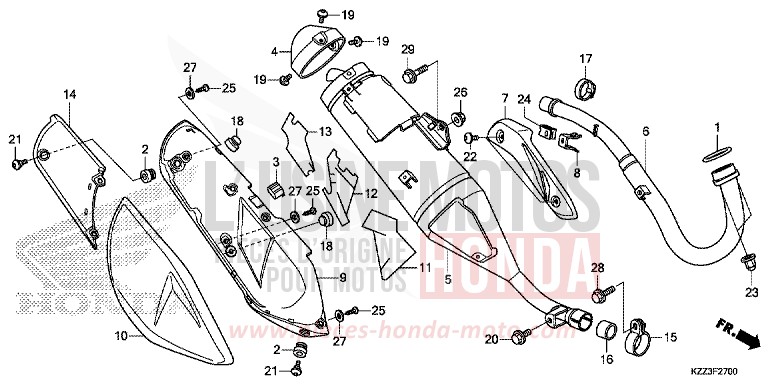 SILENCIEUX D'ECHAPPEMENT de CRF250L EXTREME RED (R292) de 2013