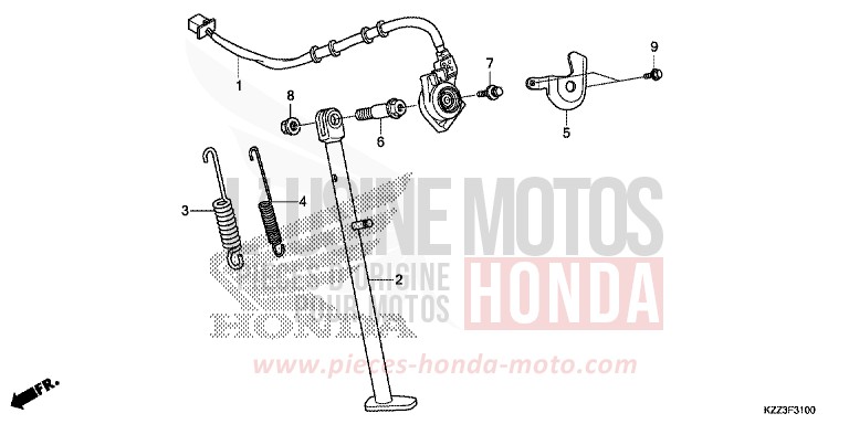 BEQUILLE de CRF250L EXTREME RED (R292) de 2013