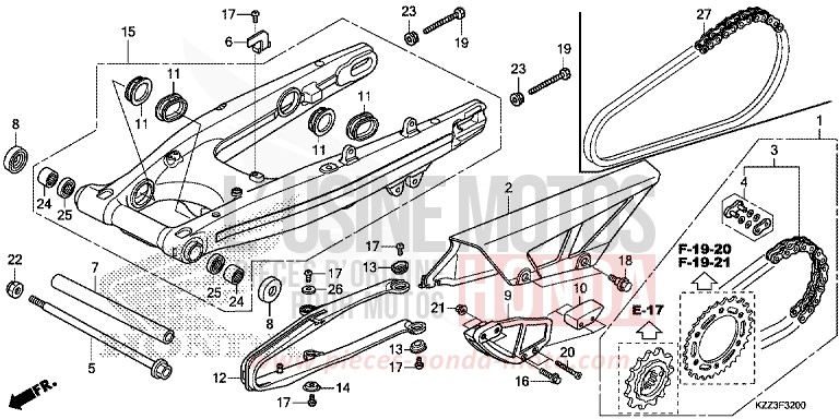BRAS OSCILLANT de CRF250L EXTREME RED (R292) 2013