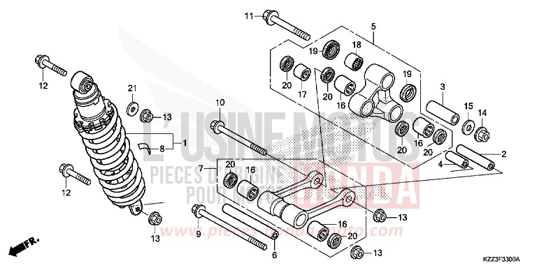 COUSSIN ARRIERE de CRF250L EXTREME RED (R292) 2013