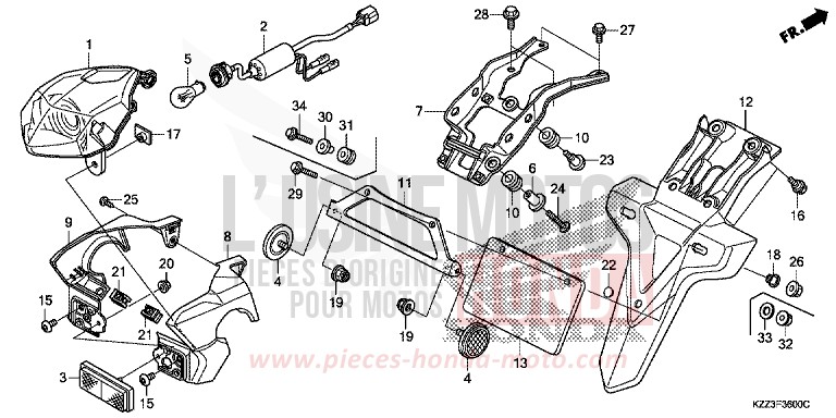 FEU ARRIERE de CRF250L EXTREME RED (R292) 2013