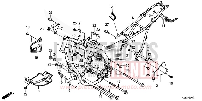 CARROSSERIE DE CHASSIS de CRF250L EXTREME RED (R292) 2013