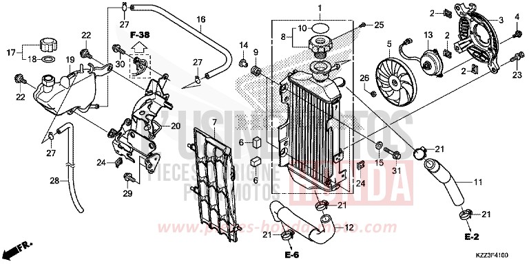 RADIATEUR de CRF250L EXTREME RED (R292) 2013