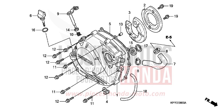 PANNEAU CARTER-MOTEUR D. de CBR125R CANDY TAHITIAN BLUE (PB215X) de 2007