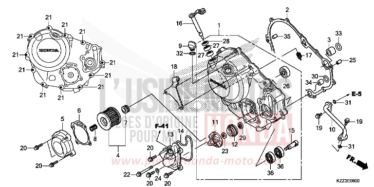 PANNEAU CARTER-MOTEUR D. de CRF250L EXTREME RED (R292) 2015