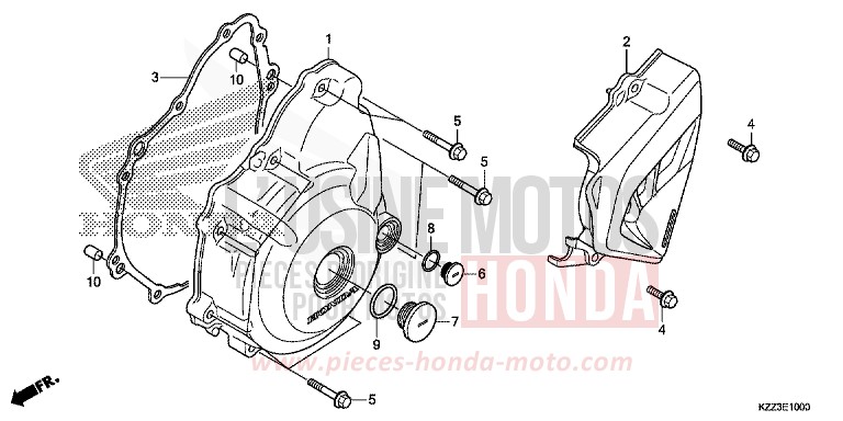 PANNEAU CARTER-MOTEUR G. de CRF250L EXTREME RED (R292) de 2015
