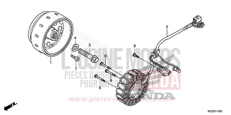 GENERATRICE de CRF250L EXTREME RED (R292) 2015