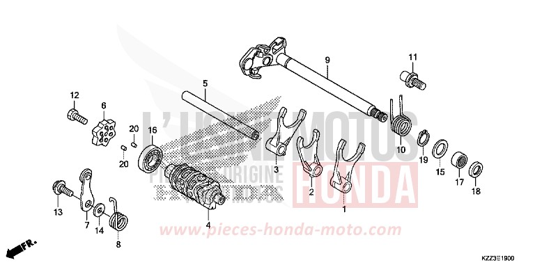 BARILLET DE SELECTION de CRF250L EXTREME RED (R292) de 2015