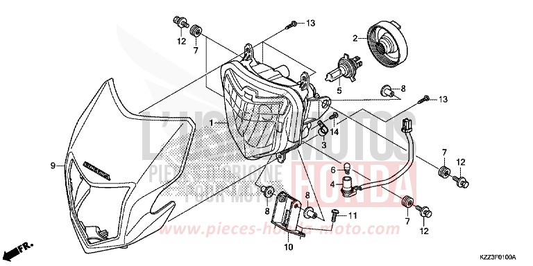 PROJECTEUR de CRF250L EXTREME RED (R292) de 2015