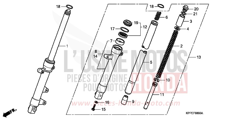 FOURCHETTE AVANT de CBR125R CANDY TAHITIAN BLUE (PB215X) 2007