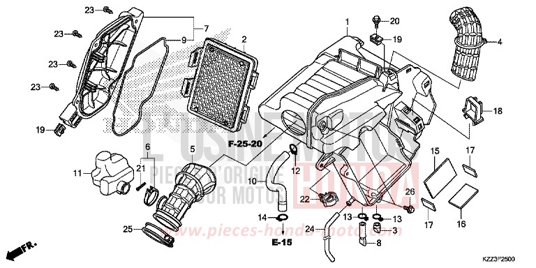 FILTRE A AIR de CRF250L EXTREME RED (R292) 2015