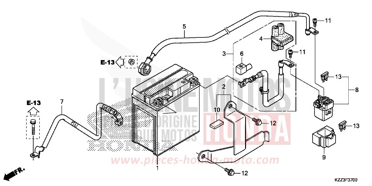 BATTERIE de CRF250L EXTREME RED (R292) de 2015