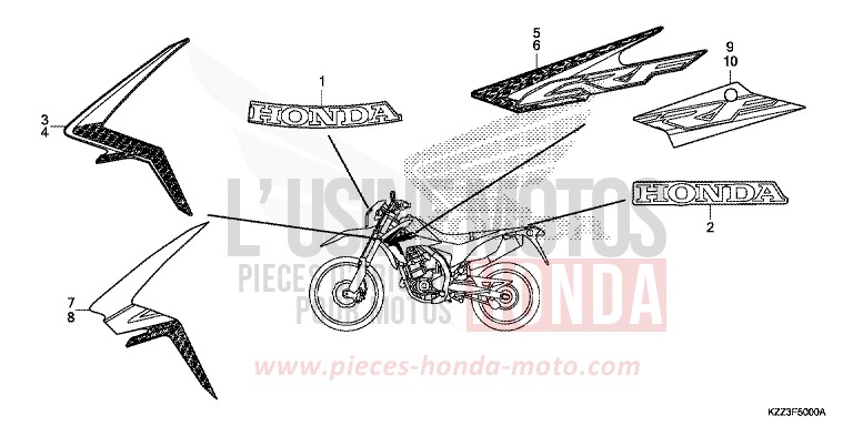 MARQUE/RAYURE (CRF250L) de CRF250L EXTREME RED (R292) de 2015