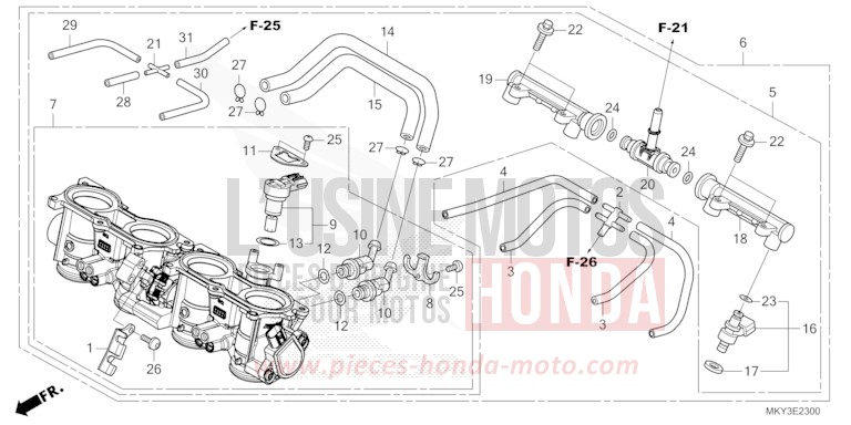 CORPS DE PAPILLON de CB650R MAT JEANS BLUE MATALLIC (PB417) 2022