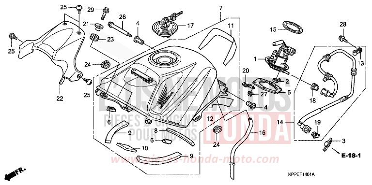 RESERVOIR A CARBURANT (CBR125RW7/RW9/RWA) de CBR125R GRAPHITE BLACK (NHB01D) 2007