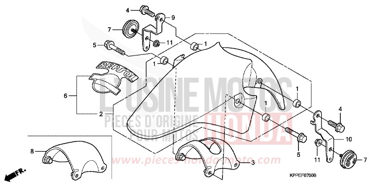 AILE AVANT de CBR125R MILLENNIUM RED (R263B) de 2007