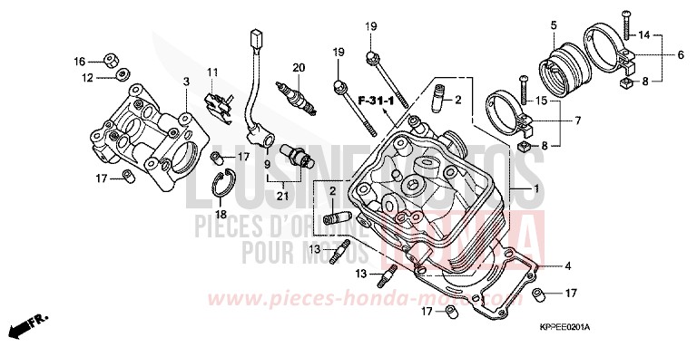 CULASSE (CBR125RW7/RW9/RWA) de CBR125R ROSS WHITE (NH196B) 2007
