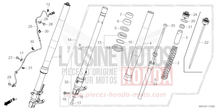 FOURCHETTE AVANT de X-ADV MAT PEARL GLARE WHITE (NHB54) de 2020
