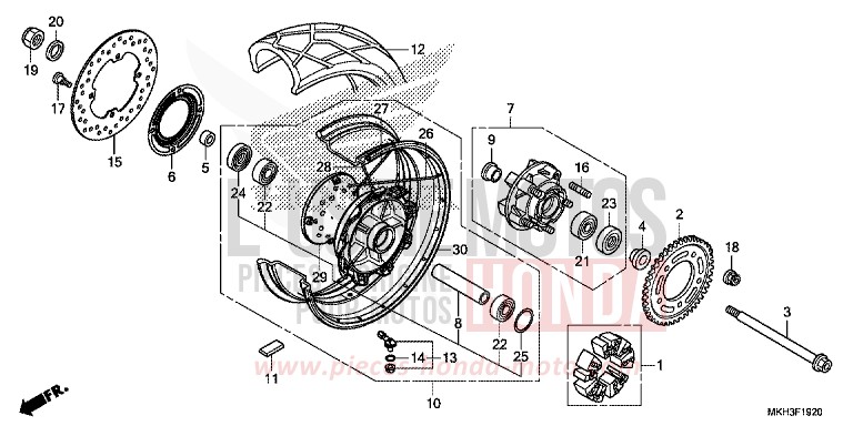 ROUE ARRIERE de X-ADV MAT MOONSTONE SILVER METALLIC (NH378) de 2020