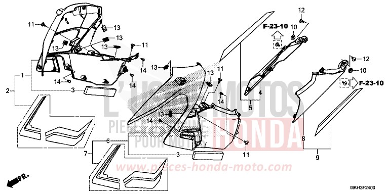 CARENAGE LATERAL de X-ADV MAT PEARL GLARE WHITE (NHB54) de 2020