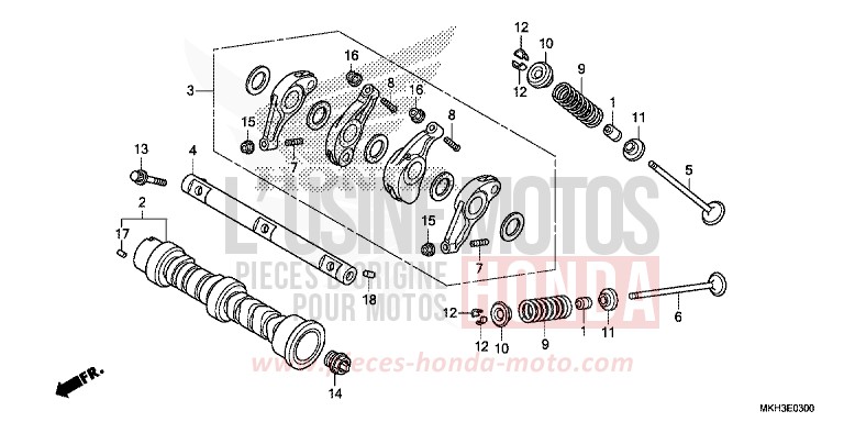 ARBRE A CAMES/SOUPAPE de X-ADV MAT BULLET SILVER (NH389) de 2020