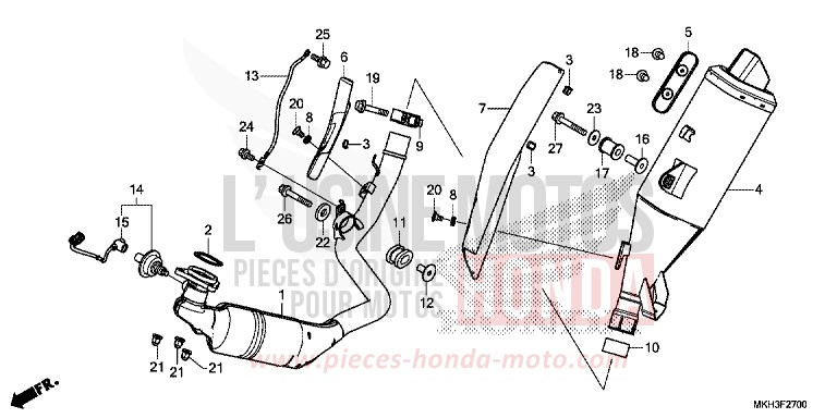SILENCIEUX D'ECHAPPEMENT de X-ADV MAT BULLET SILVER (NH389) de 2020