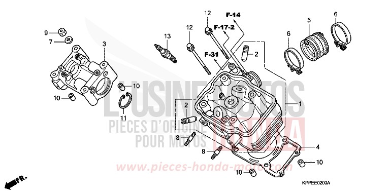 CULASSE (CBR125R/RS/RW5/RW6/RW8) de CBR125R SAVORY ORANGE (YR241) de 2006