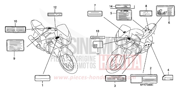 ETIQUETTE DE PRECAUTIONS (CBR125R/RS/RW5/RW6/RW8) de CBR125R SAVORY ORANGE (YR241) 2006