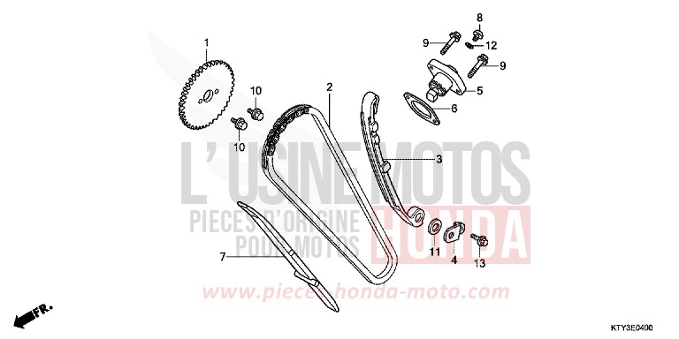CHAINE A CAMES/TENDEUR de CBR125R NITRIC ORANGE (YR271) 2013